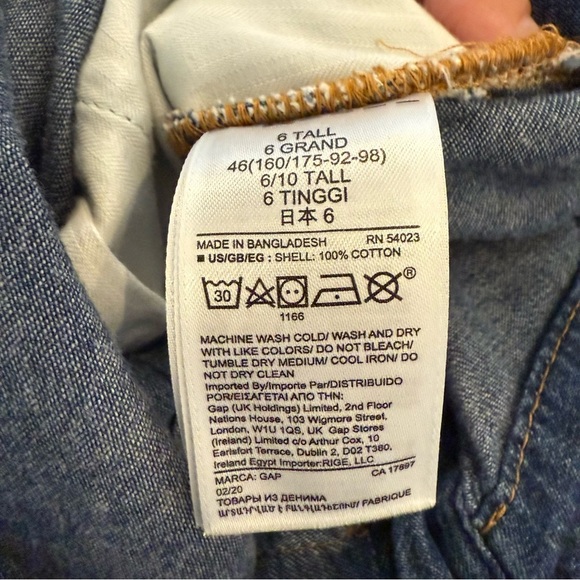 Gap Apron Denim Midi Dress Women’s 8 Tall Blue Buttons Pockets Feminine Cottage - Picture 12 of 14